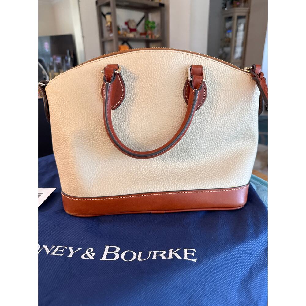 Dooney & Bourke Darcy Satchel Bone Pebble Grain Leather Bag w/ Strap Dust Bag - Picture 3 of 6